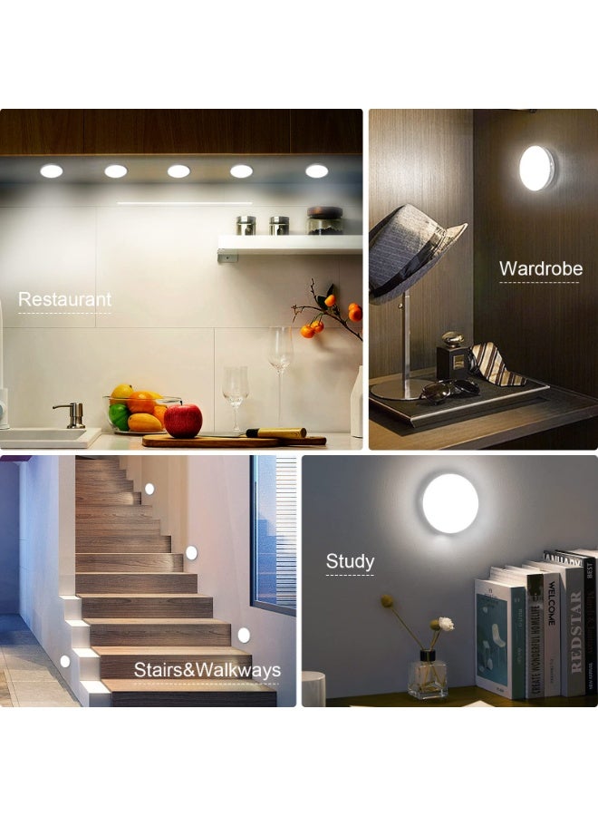 6 Pack Wireless Motion Sensor Lights, 8 LEDs Type-C Rechargeable Magnetic Light for Cabinet, Kitchen, Stairs, Wall, White - Image 5